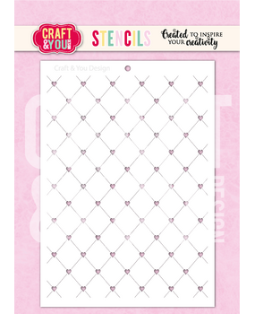 Craft & You Design Heart Grid A6 Stencil (SC017)