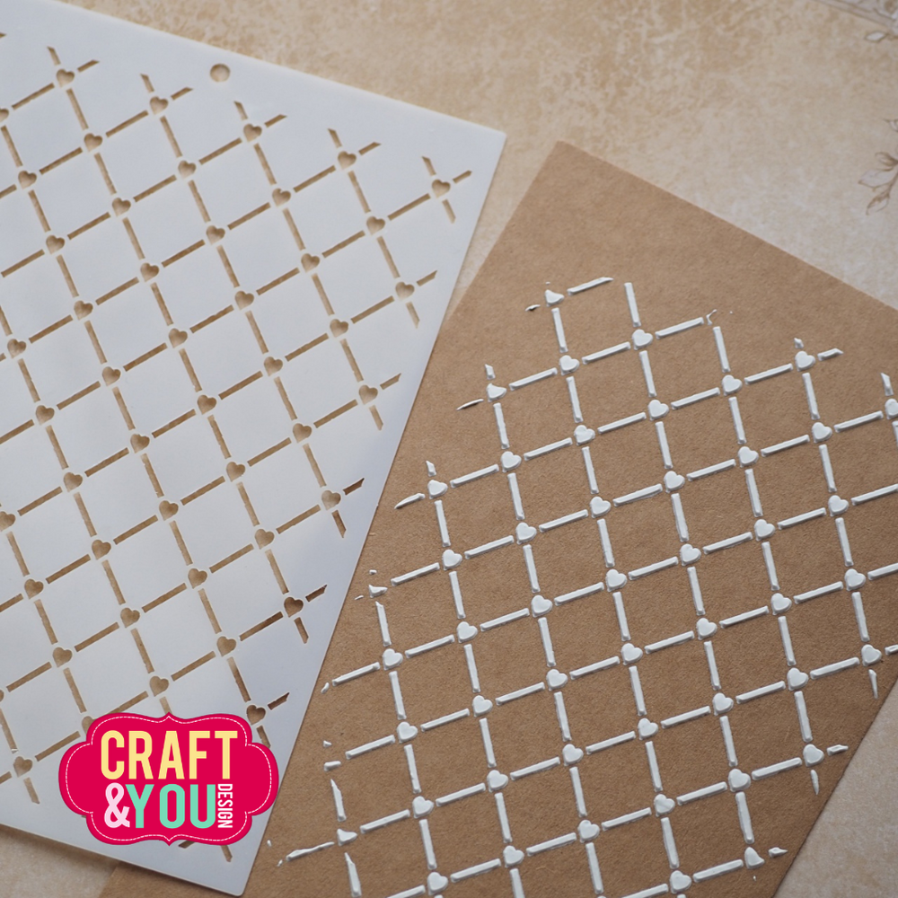 Craft & You Design Heart Grid A6 Stencil (SC017)