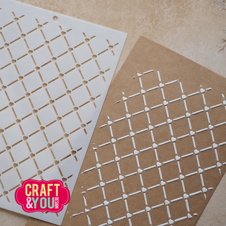Craft & You Design Heart Grid A6 Stencil (SC017)