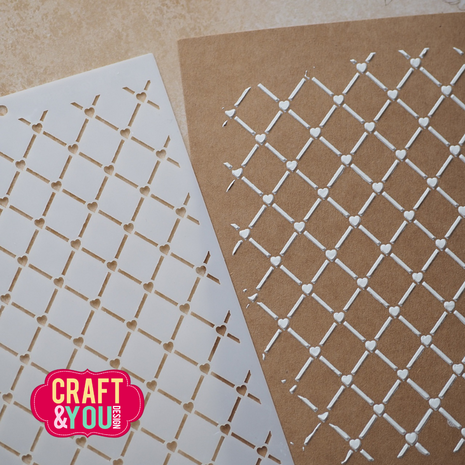Craft & You Design Heart Grid A6 Stencil (SC017)