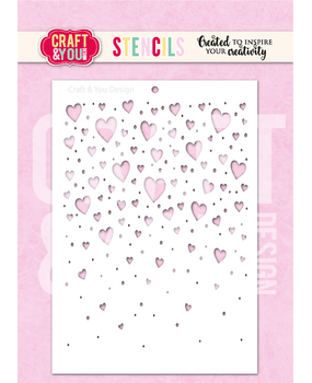Craft & You Design Floating Hearts A6 Stencil (SC019)