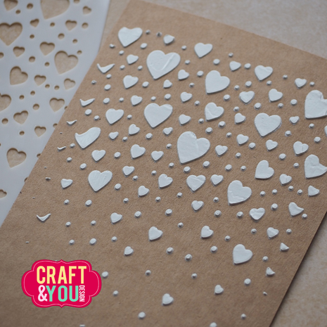 Craft & You Design Floating Hearts A6 Stencil (SC019)