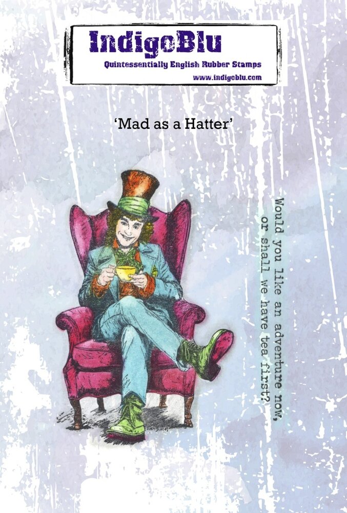 IndigoBlu Mad as a Hatter A6 Red Rubber Stamp (IND1525)
