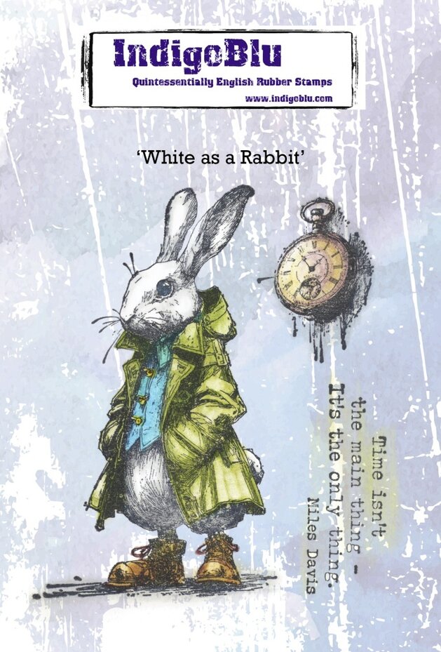 White as a Rabbit A6 Red Rubber Stamp (IND1526) - Craftlines B.V.