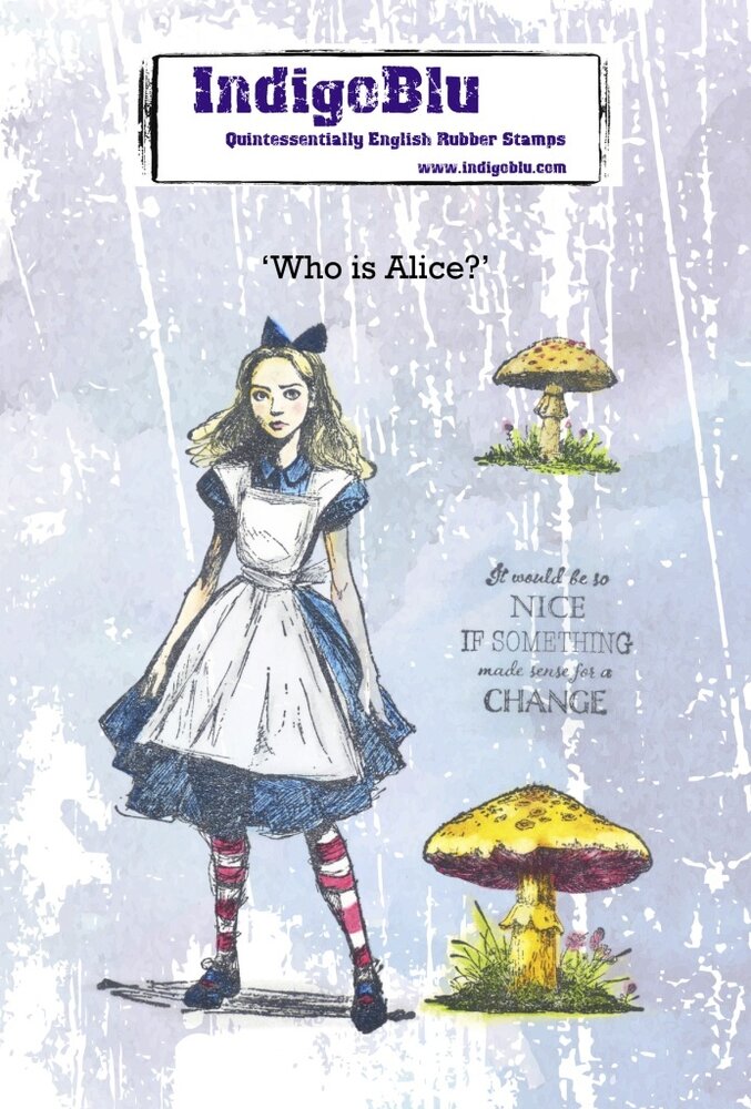 IndigoBlu Who is Alice A6 Red Rubber Stamp (IND1527)