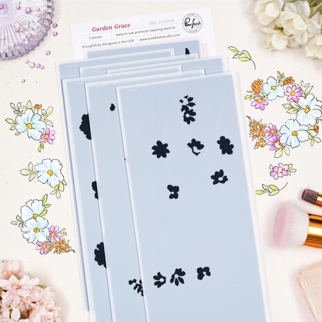 Pinkfresh Studio The Daydream Edit Stencil Garden Grace by Dawn Woleslagle (323226)