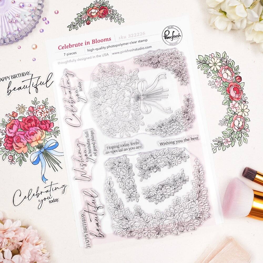 Pinkfresh Studio The Daydream Edit Stamp Celebrate in Blooms by by Kinnari Zaveri (322226)