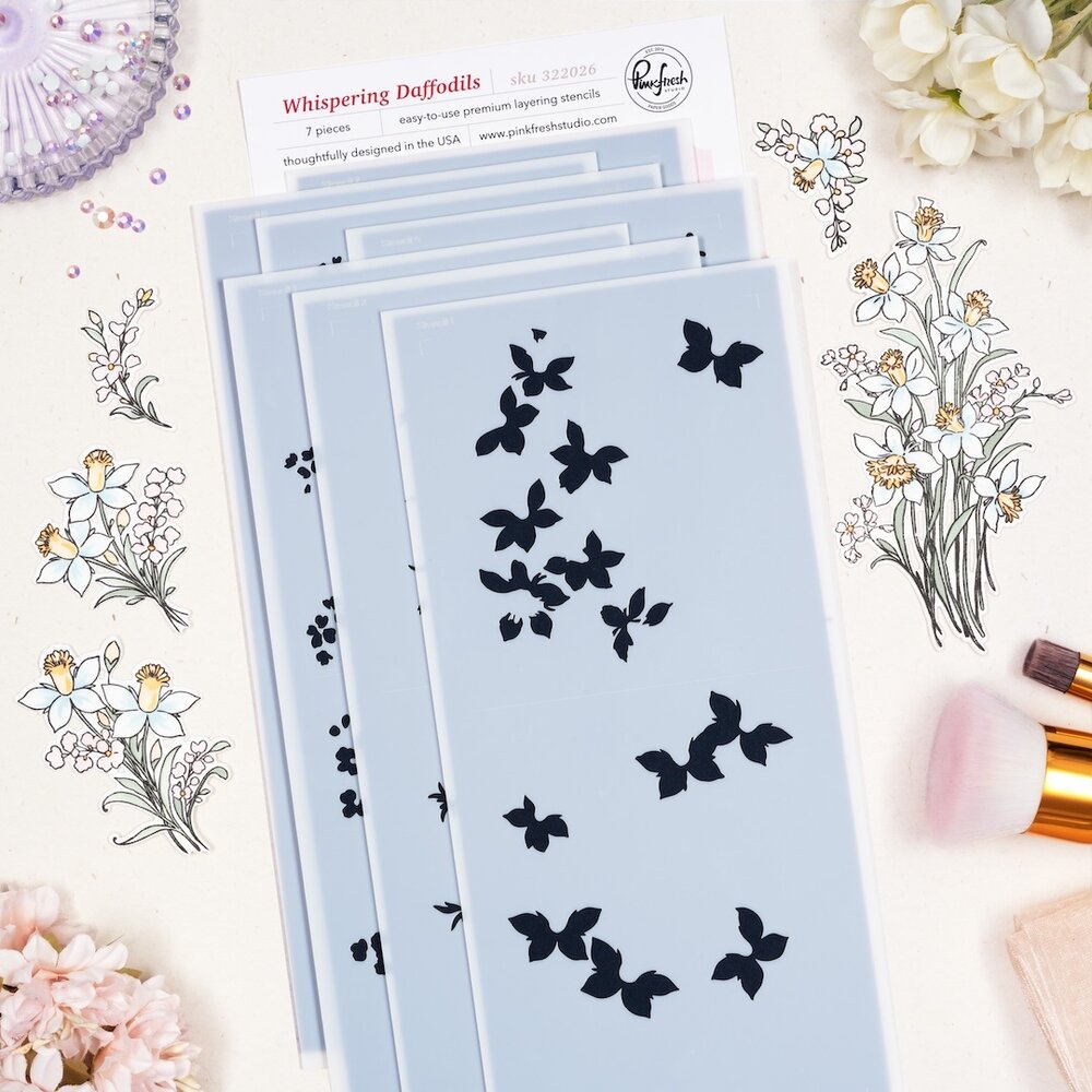 Pinkfresh Studio The Daydream Edit Stencil Whispering Daffodils by The Whimsical Creative Design Studio (322026)