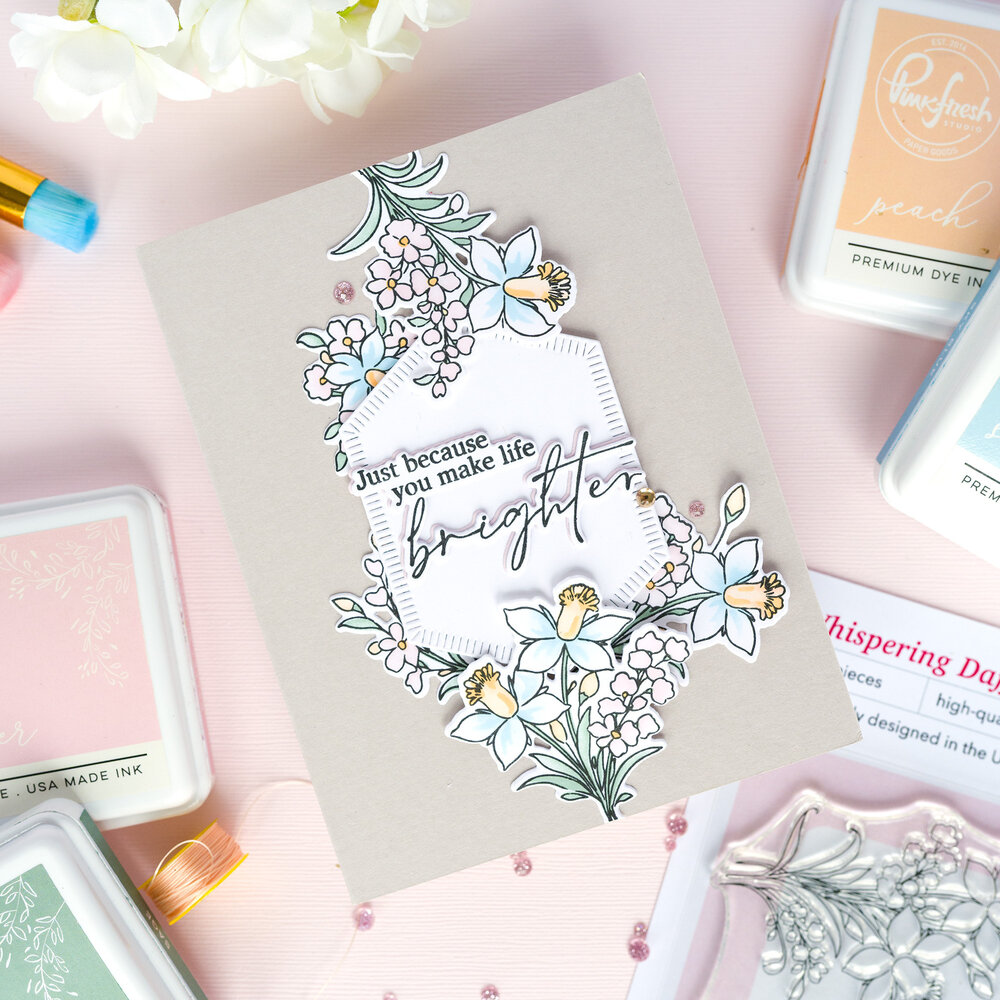 Pinkfresh Studio The Daydream Edit Stencil Whispering Daffodils by The Whimsical Creative Design Studio (322026)