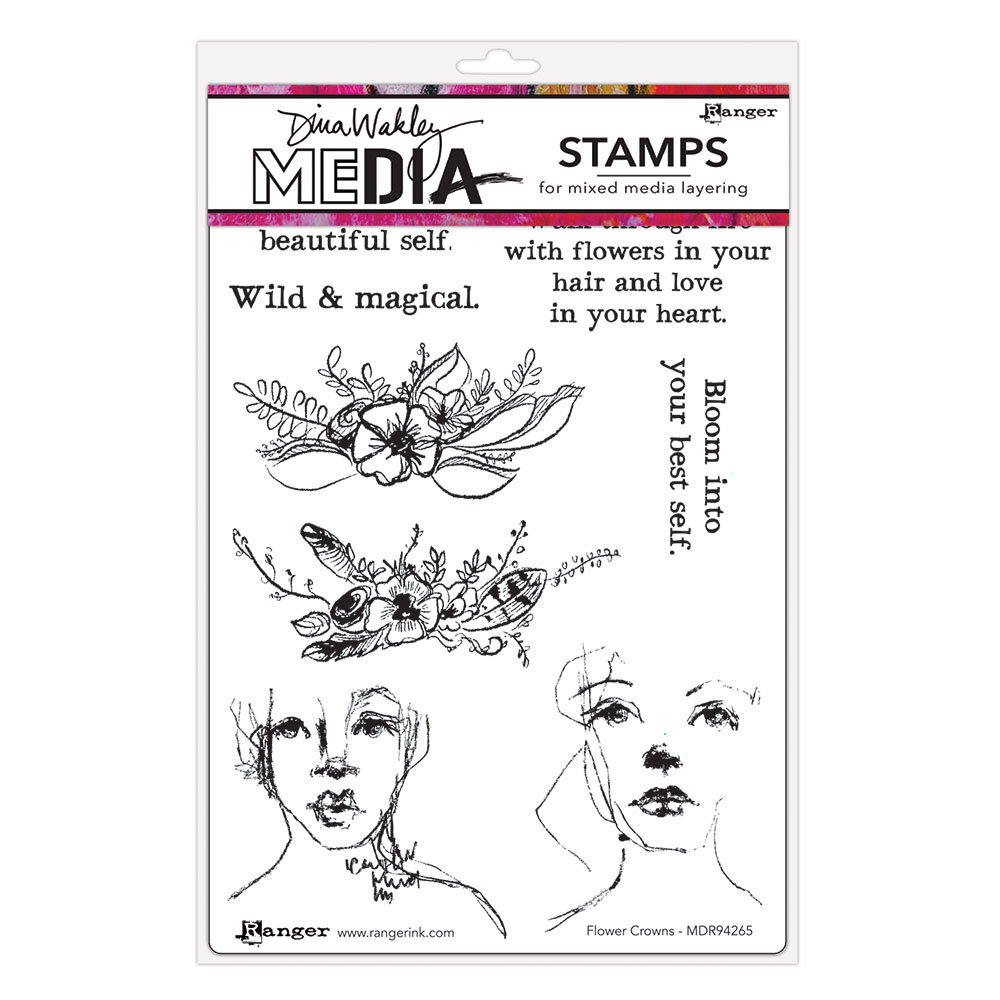 Ranger Dina Wakley MEdia Cling Stamps Flower Crowns (MDR94265)