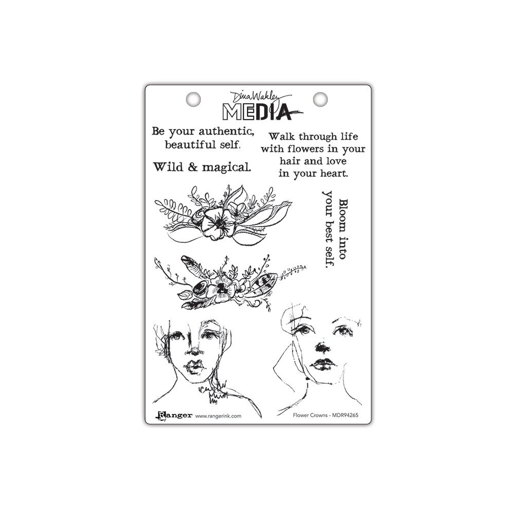 Ranger Dina Wakley MEdia Cling Stamps Flower Crowns (MDR94265)