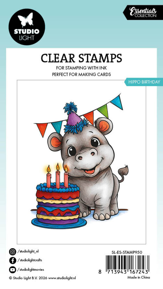 Studio Light Hippo Birthday Essentials Clear Stamps (SL-ES-STAMP950)