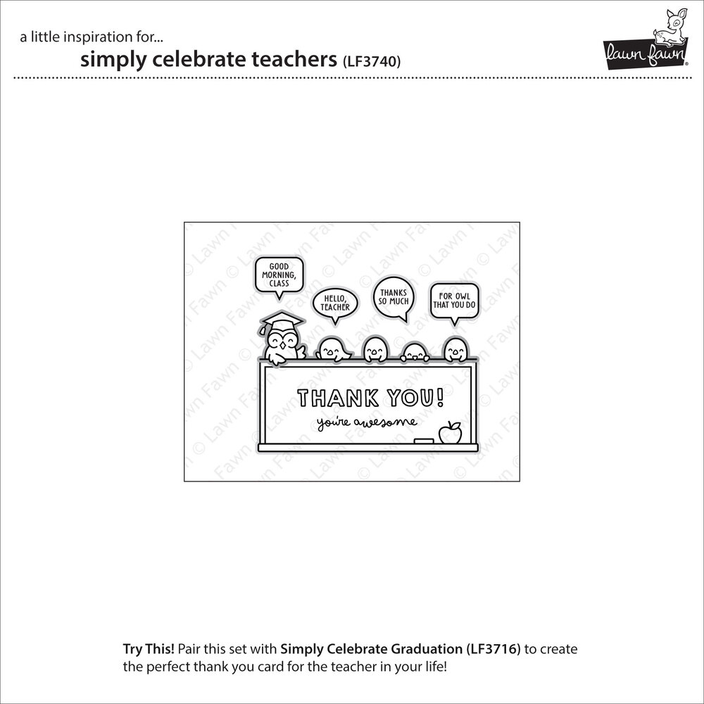 Lawn Fawn Simply Celebrate Teachers Clear Stamps (LF3740)