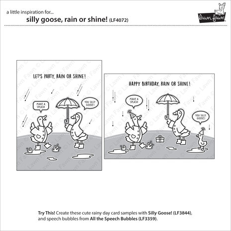 Lawn Fawn Silly Goose, Rain Or Shine! Clear Stamps (LF4072)