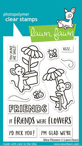 Lawn Fawn Mice Flowers Clear Stamps (LF4076)