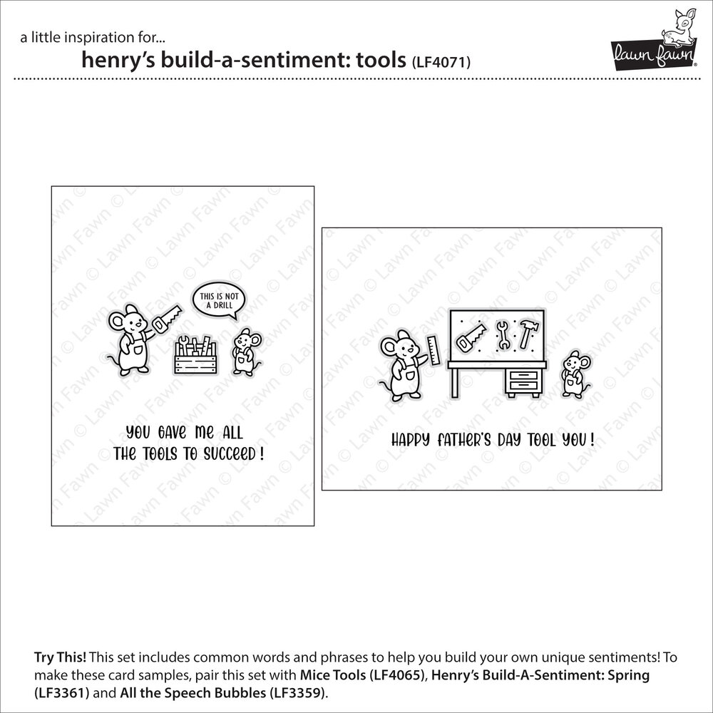 Lawn Fawn Henry's Build-A-Sentiment Tools Clear Stamps (LF4071)