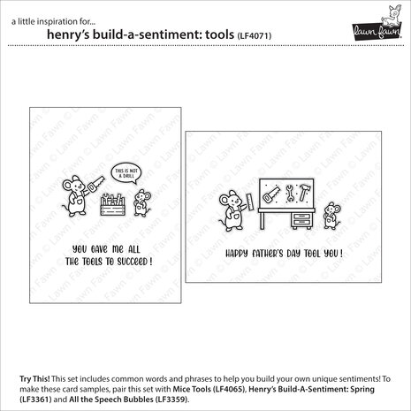 Lawn Fawn Henry's Build-A-Sentiment Tools Clear Stamps (LF4071)