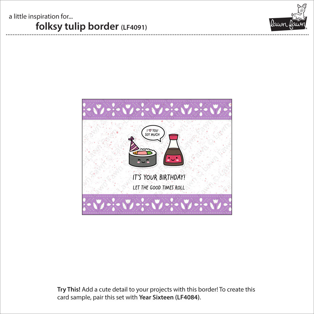 Lawn Fawn Folksy Tulip Border Stand-Alone Lawn Cuts Dies (LF4091)