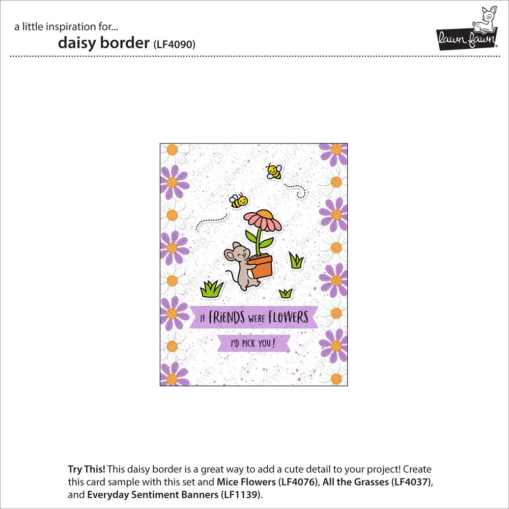 Lawn Fawn Daisy Border Stand-Alone Lawn Cuts Dies (LF4090)
