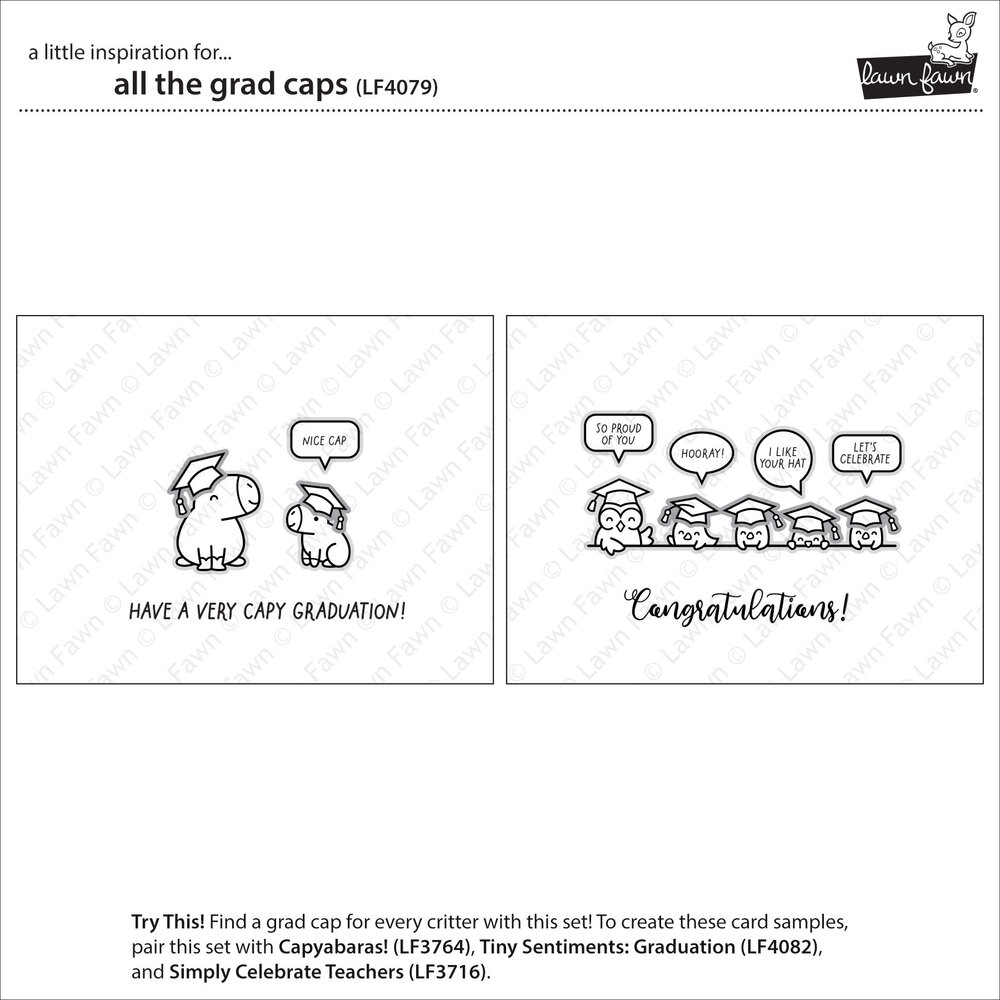 Lawn Fawn All The Grad Caps Clear Stamps (LF4079)