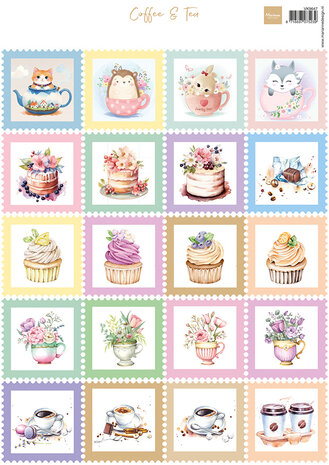 Marianne Design Decoupage Sheet A4 Stamps Coffee & Tea (VK9647)