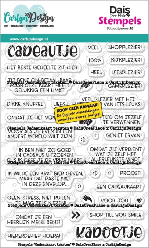CarlijnDesign Stempels Cadeaukaart Teksten by DaisCreaPlace (CDST-0170)