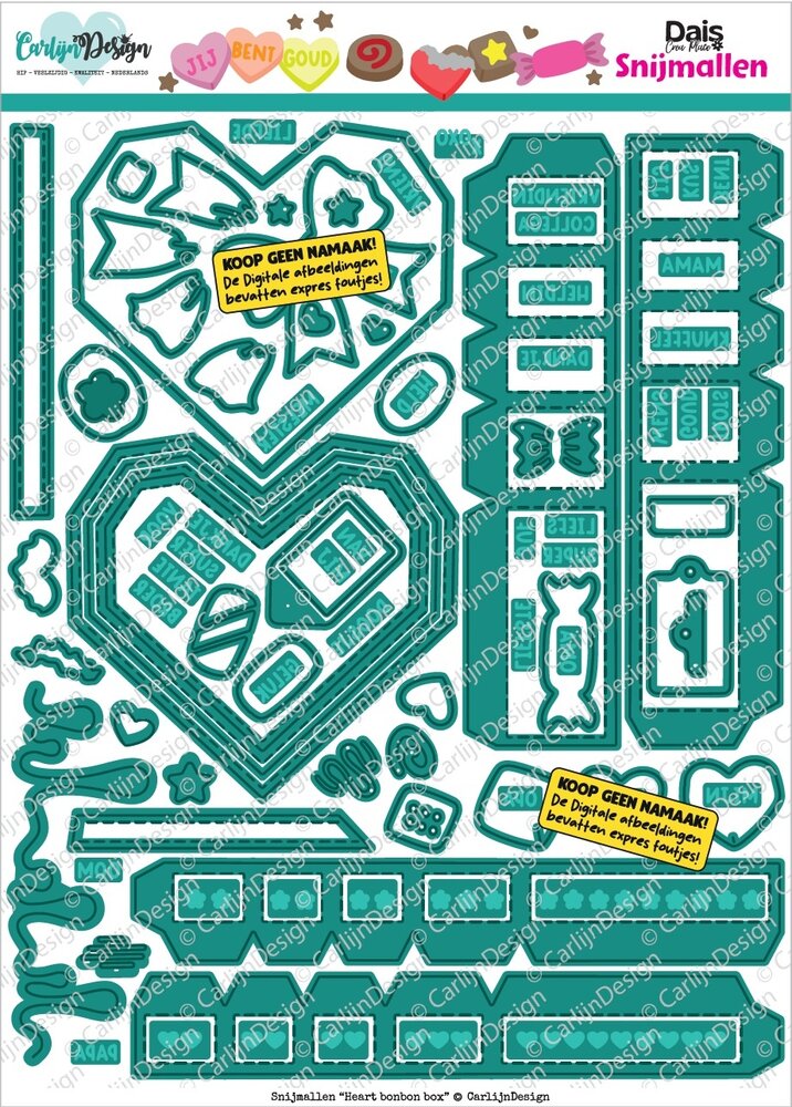 CarlijnDesign Snijmallen Heart Bonbon box by DaisCreaPlace (CDSN-0362)