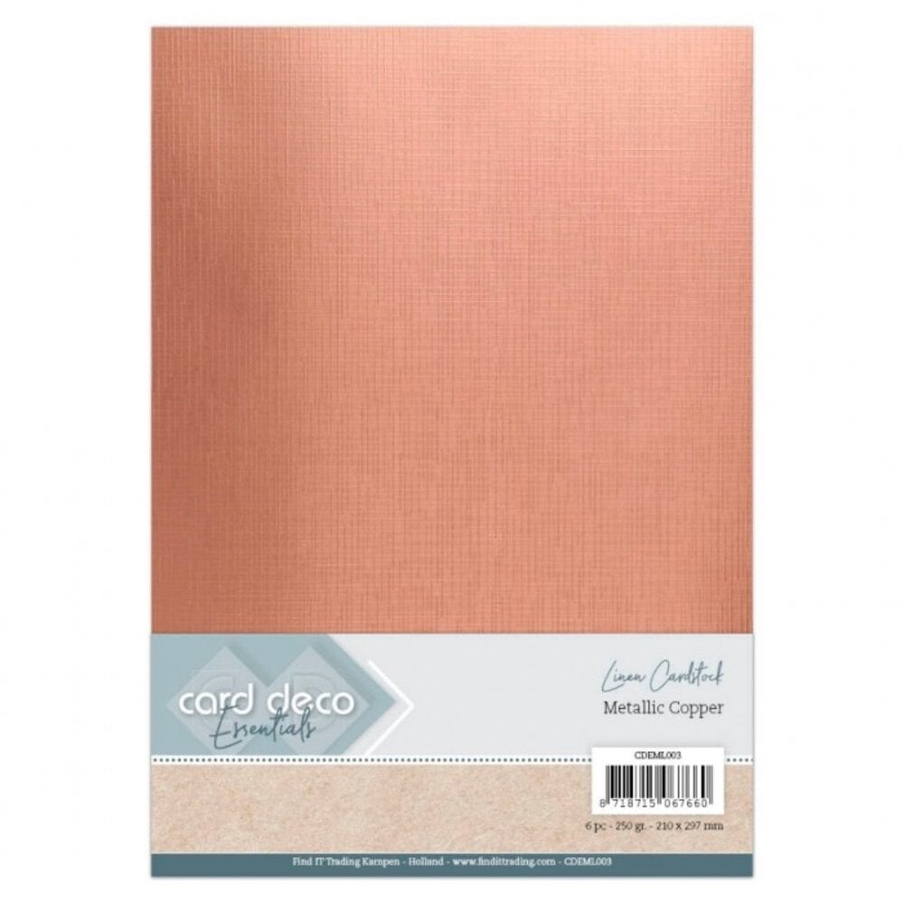 Card Deco Linen Cardstock A4 Metallic Copper (6pcs) (CDEML003)