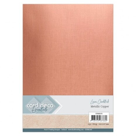 Card Deco Linen Cardstock A4 Metallic Copper (6pcs) (CDEML003)
