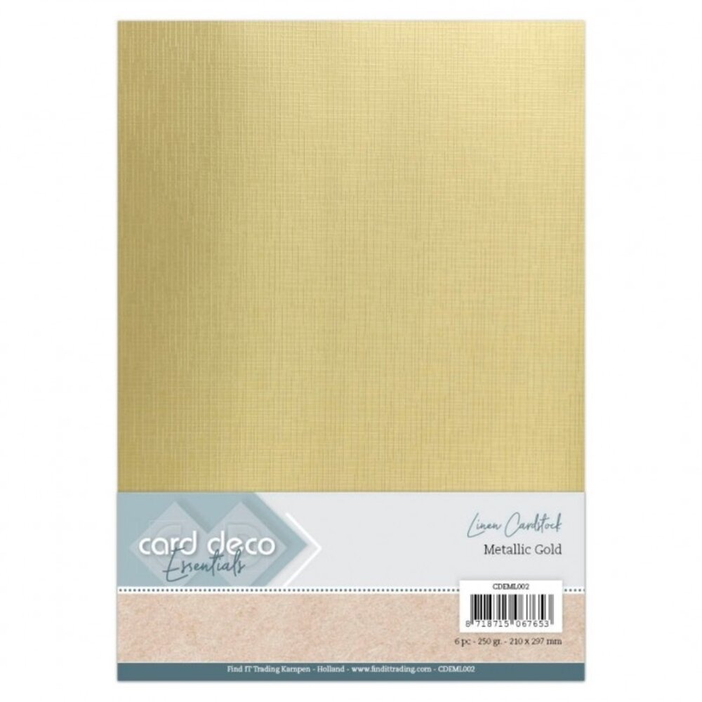Card Deco Linen Cardstock A4 Metallic Gold (6pcs) (CDEML002)