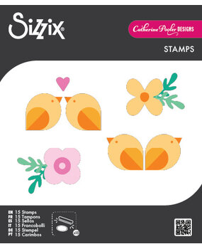 Sizzix Clear Stamps Print & Pattern Birds & Blooms #1 (15pcs) by Catherine Pooler (667109)
