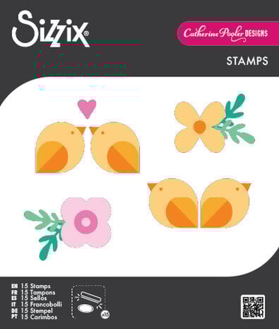 Sizzix Clear Stamps Print & Pattern Birds & Blooms #1 (15pcs) by Catherine Pooler (667109)
