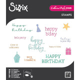 Sizzix Clear Stamps Print & Pattern Birthday Sentiments (13pcs) by Catherine Pooler (667111)