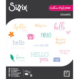 Sizzix Clear Stamps Print & Pattern Hello Sentiments (18pcs) by Catherine Pooler (667112)