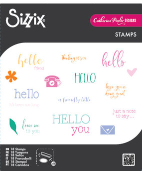 Sizzix Clear Stamps Print & Pattern Hello Sentiments (18pcs) by Catherine Pooler (667112)