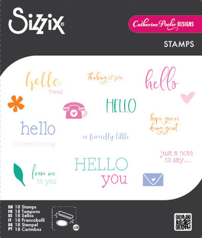 Sizzix Clear Stamps Print & Pattern Hello Sentiments (18pcs) by Catherine Pooler (667112)
