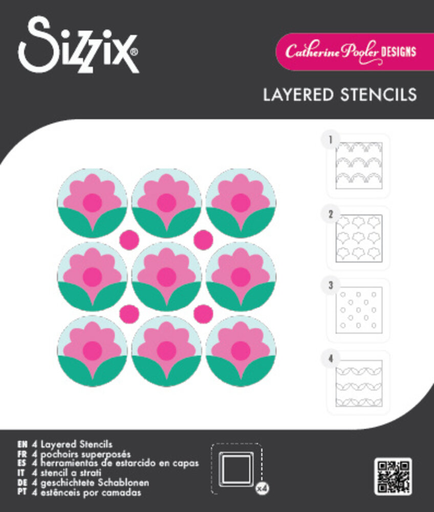 Sizzix Mini Layered Stencils Print & Pattern Daisy (4pcs) by Catherine Pooler (667113)