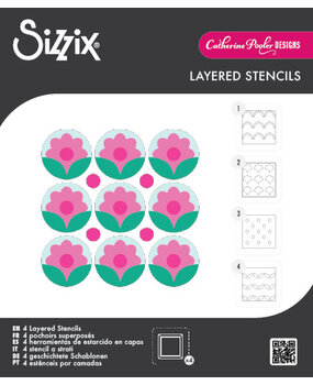 Sizzix Mini Layered Stencils Print & Pattern Daisy (4pcs) by Catherine Pooler (667113)