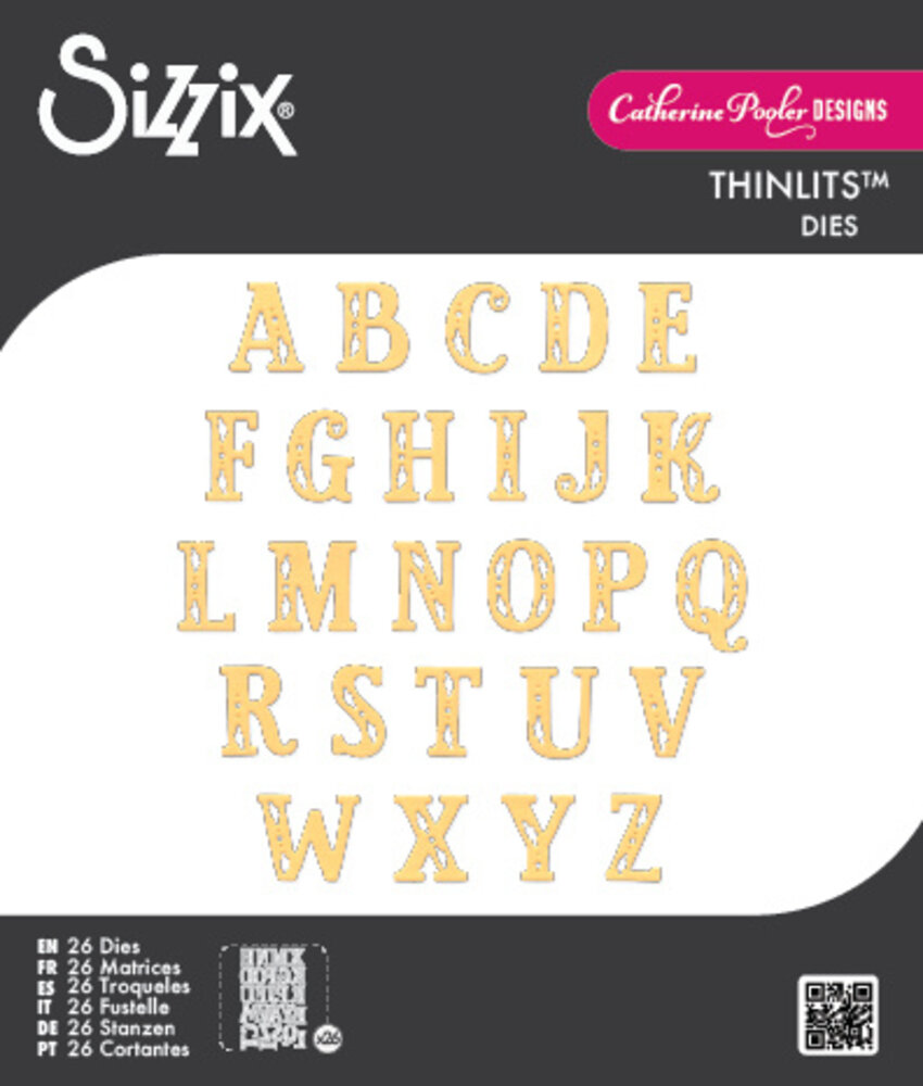Sizzix Thinlits Die Set Folk Alphabet (26pcs) by Catherine Pooler (667114)
