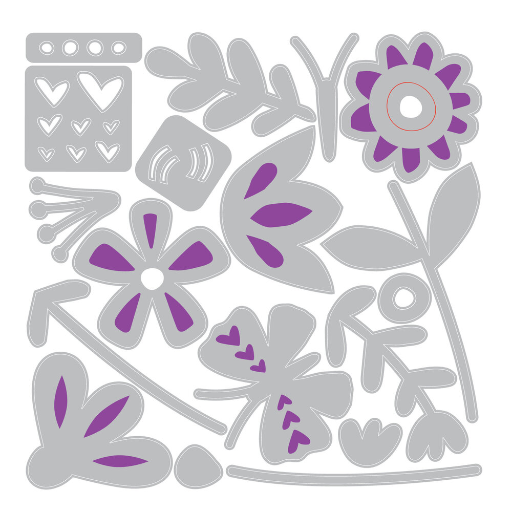 Sizzix Thinlits Die Set Friendly Florals (17pcs) by Catherine Pooler (667115)