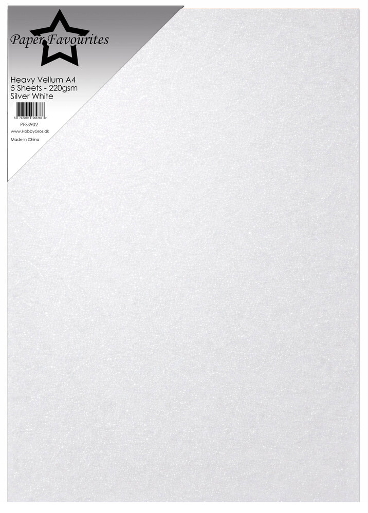 Paper Favourites Heavy Vellum A4 Silver White 220g (5pcs) (PFSS902)