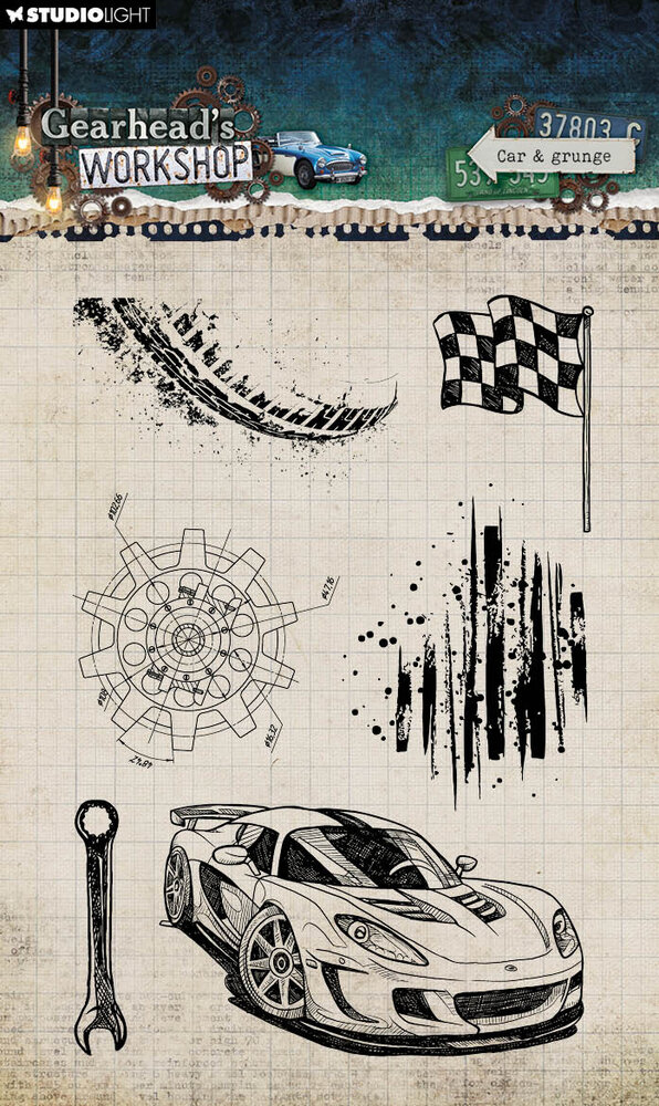 Studio Light Gearhead's Workshop Clear Stamps Car & Grunge (SL-GW-STAMP945)
