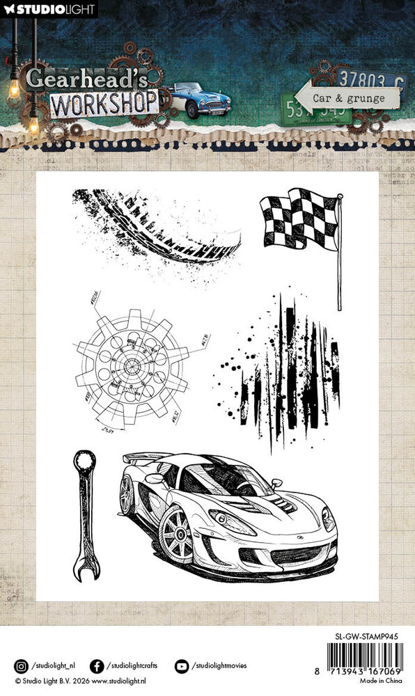 Studio Light Gearhead's Workshop Clear Stamps Car & Grunge (SL-GW-STAMP945)