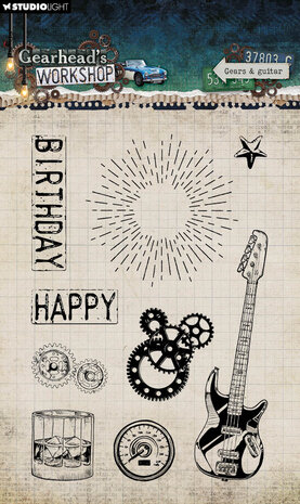 Studio Light Gearhead's Workshop Clear Stamps Gears & Guitar (SL-GW-STAMP944)