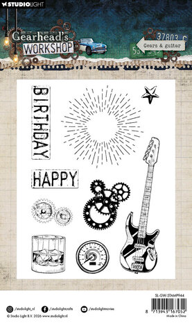 Studio Light Gearhead's Workshop Clear Stamps Gears & Guitar (SL-GW-STAMP944)