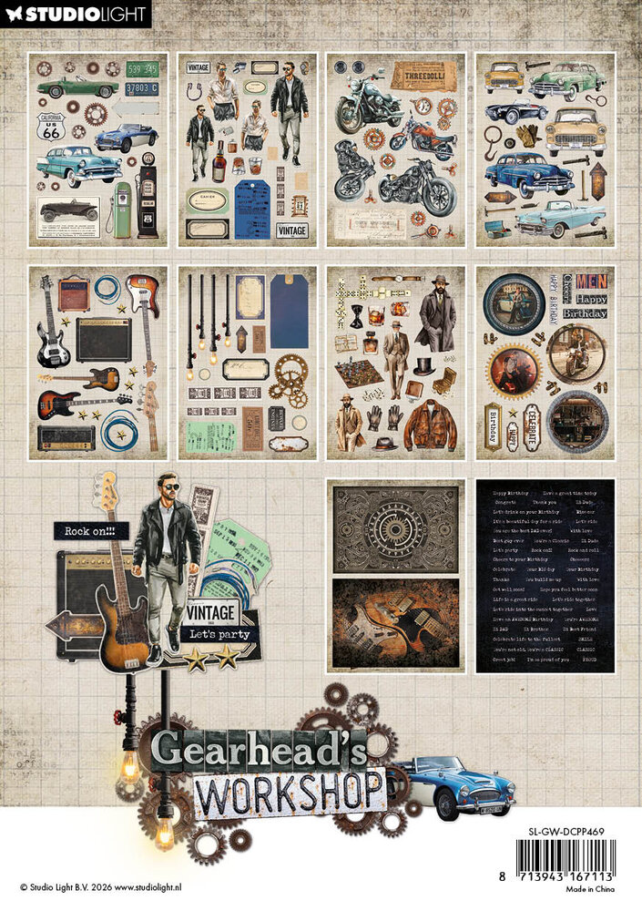 Studio Light Gearhead's Workshop A5 Die-Cut Paper Pad Elements (SL-GW-DCPP469)