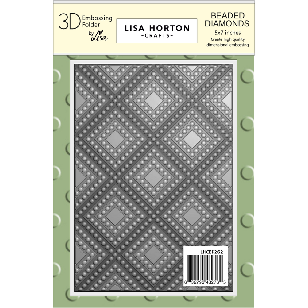 Lisa Horton Crafts Beaded Diamonds 5x7 Inch 3D Embossing Folder (LHCEF262)