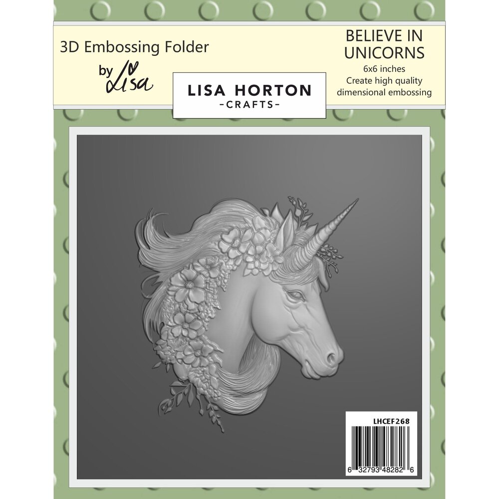 Lisa Horton Crafts Believe In Unicorns 6x6 Inch 3D Embossing Folder (LHCEF268)