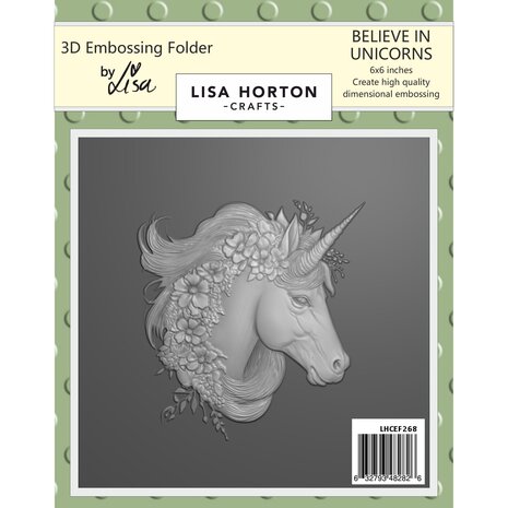 Lisa Horton Crafts Believe In Unicorns 6x6 Inch 3D Embossing Folder (LHCEF268)