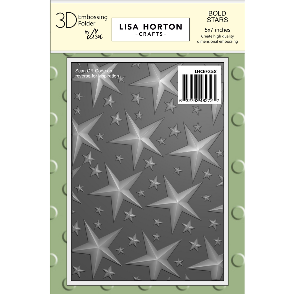 Lisa Horton Crafts Bold Stars 5x7 Inch 3D Embossing Folder (LHCEF258)